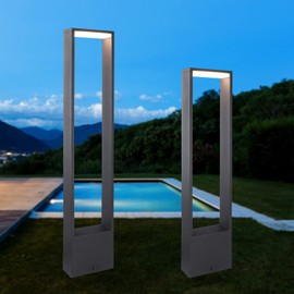 Inowel Outdoor Pathway Lights Wired LED Modern Bollard Landscape Light Gareden Decorative Floor Lamp Black IP54 Waterproof Aluminum for Walkway Patio Lawn 10W 700Lm 120V，33in