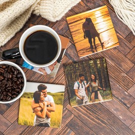 Blue Ridge Mountain Gifts - Custom Coasters Printed with with Your Photos, for Couples, Boyfriend, Girlfriend or Fiance, Square Ceramic Coasters, Moving in Together Gift, First House