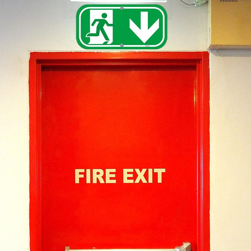 Emergency Exit Sign Arrow Down 30 x 15 cm Escape