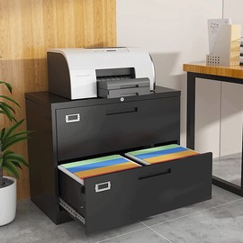 Mlezan Metal Lateral Filing Cabinet 2 Drawer,Home Office Locking File Cabinet Organizer