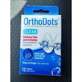 OrthoDots CLEAR 12 Count Moisture Activated, Silicone Wax Alternative For Braces