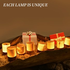 LED Wooden Light, Dimmable Night Light, with Touch Control, Small Table Lamp, Night Lamp Charging with USB-C, Wireless and Portable, Warm Light, Ambient Light for Restaurant/Nursery/Camping/Gifts