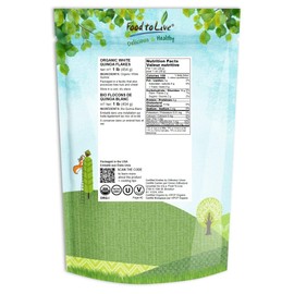 Organic White Quinoa Flakes, 1 Pound - Non-GMO Pressed Quinoa Seeds, Vegan, Kosher, Bulk, High in Protein, Riboflavin, and Phosphorus. Great for Cooking, Baking, Oatmeal, Breakfast Cereals