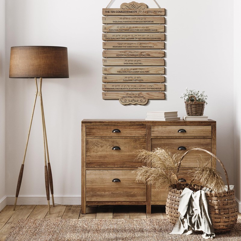 Barydat 10 Commandments Christian Wall Art Wooden Bible Verse Wall