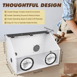 2 Holes Fully Enclosed Electric Grinding Table Polisher Dust Box Transparent Dust Box Acrylic Cover Dust Box with LED Light and Blower for Polishing, Grinding, Carving, Drilling