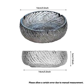FENGZIZH Large Glass Ashtray, Outdoor Ashtray with 3 Grooves – Heavy Duty Indoor/Outdoor Use, Stylish Ash Tray for Garden, Pub & Home - Easy to Clean (Grey)