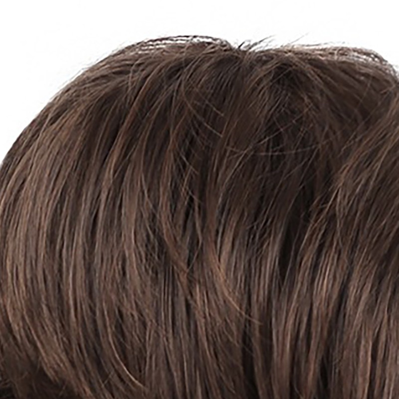 Mens Short Wig with Long Bangs Adjustable Brown Soft Simulation
