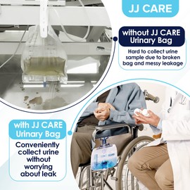 JJ CARE Catheter Bags - Pack of 6 Urinary Drainage Bag, 2000 ml Urine Bags with 42" Drainage Tube, Disposable Anti-Reflux Chamber, Leak Proof Vinyl Urine Bags with Double Hook Hanger for Men & Women