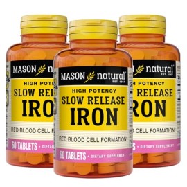 Mason Natural Daily Iron Supplement 50mg 60 Count Pack of 3 Gentle on Stomach