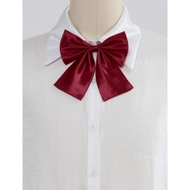Allegra K Pre-Tied Bowknot Bow Tie for Women Adjustable Bowtie Solid Color One Size Wine Red