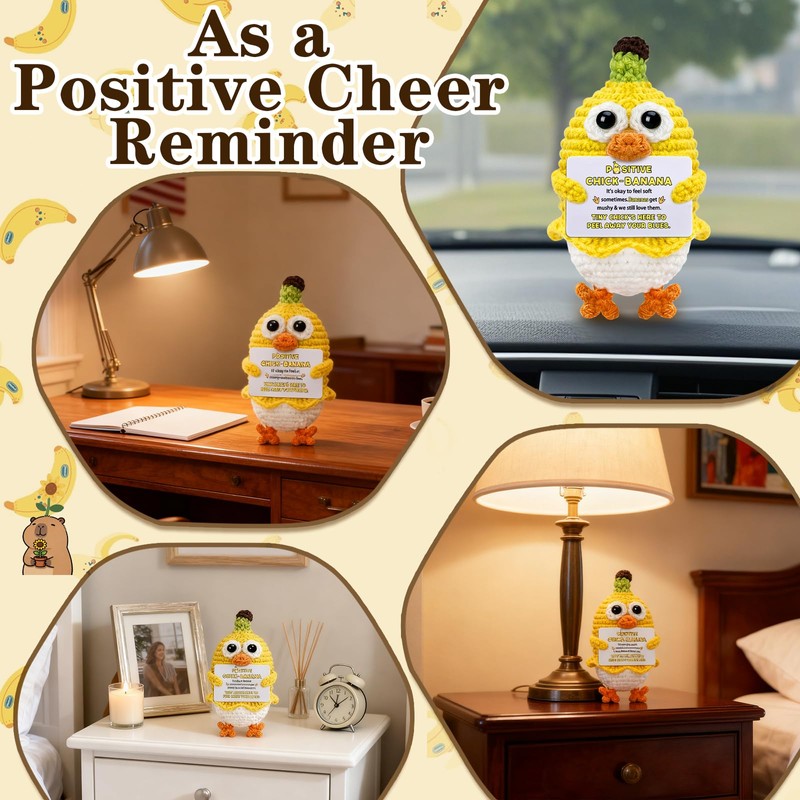 Inspirational Gifts for Women Positive Crochet Chicken Banana Decor