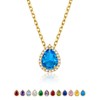 KeyStyle Womens Gold Teardrop Crystal Necklace with Blue Topaz, December