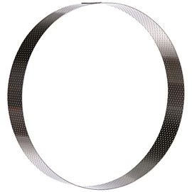De Buyer - Cerchio per torta rotondo VALHORNA in acciaio inox perforato - 24,5 x 3,5 cm - Made in Francia, Tecnologia AIR SYSTEM, Micro-perforazioni per cottura rapida e omogenea, per risultati