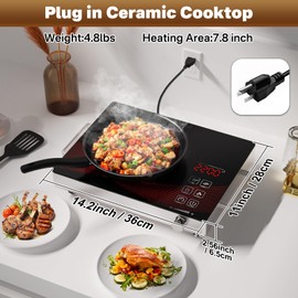 Gveyajo 2200W Infrared Hot Plate, Portable Electric Ceramic Cooktop with Timer & Touch Control, 11 Heat Levels Single Burner, Non-Induction Countertop Stove for All Cookware, 110V