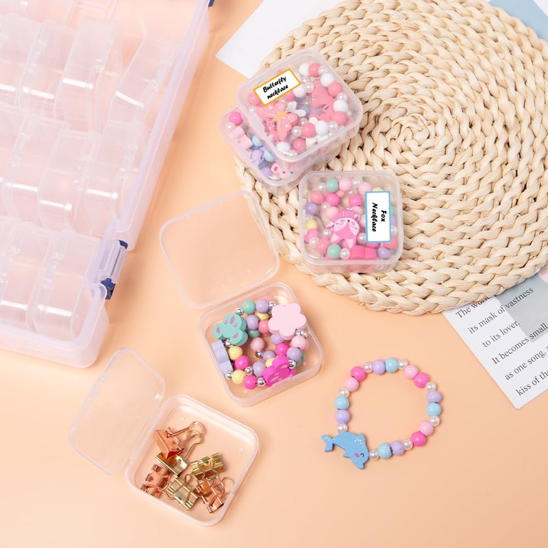 Sxutop Pack of 45 Small Storage Boxes, Transparent Plastic Storage