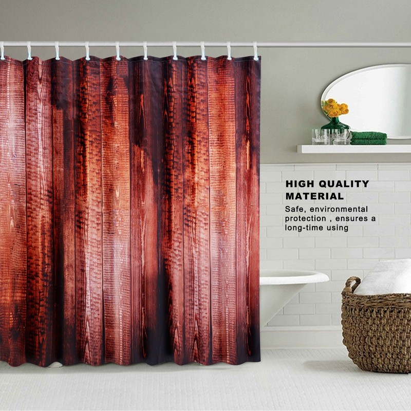 Waterproof Curtain with Hooks Shower Bath Curtain for Bathroom Home