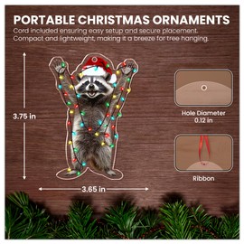 OASSIE Racoon Gifts for Women, Men, Christmas Ornaments 2024 - Christmas Racoon Gift for Racoon Lovers, Racoon Christmas Decor Gifts for Family, Friends - Christmas Tree Decoration Acrylic Ornaments