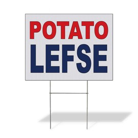 Fastasticdeals Weatherproof Yard Sign Potato Lefse Red Blue Food Bar Restaurant Truck Lawn Garden Bistros & CAF S 24x18 Inches 2 Sides Print