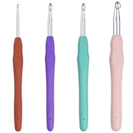 Ortarco Crochet Hooks Set, Ergonomic Soft Handle for Arthritic Hands, 2.5mm- 8mm 4 size Knitting Needles for Beginners and Crocheting Yarn (4)