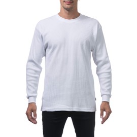 Pro Club Men's Heavyweight Cotton Long Sleeve Thermal Top, Small, White
