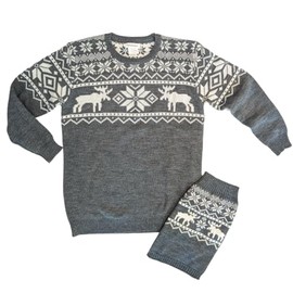 famjamjams Matching Pet & Owner Sweaters - 100% Acrylic Christmas Sweater – Add Human and Dog Sweaters to Cart Separately (Human Unisex 2XL (fits Like Women's 2XL / Men's L), Grey Moose)