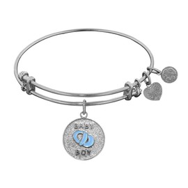 Angelica Collection Non-antique White Stipple Finish Brass Enamel Themed Adult Expandable Bangle