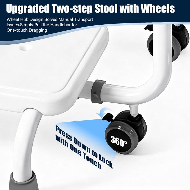 NnsZenith Adjustable Heavy Duty White Color Step Stool with Adjustable