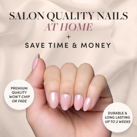 Glamnetic Press On Nails - Pinch Me | Short Oval Fake Nails, Blush Pink with a Glossy, Glazed Finish, Salon Quality | 15 Sizes - 30 Nail Kit with Glue