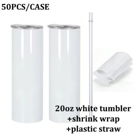 US  sublimation tumbler 20oz sublimation blanks 20oz tumblercolor: White, capacity: 50pcs a case+shrink wrap