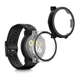 kwmobile Cover Comaptible with COROS PACE 3 Covers - 2X Tempered Glass with Plastic Frame - Transparent/Black