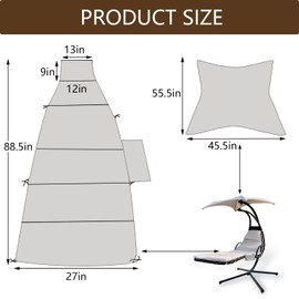 Outdoor Hanging Lounge Chair Replacement Cushion Cover and Umbrella Fabric, Made for Patio Curved Chaise Lounge Swinging Hammock Chair Pads, Waterproof Soft Fabric (Cushion Not Included, Khaki)