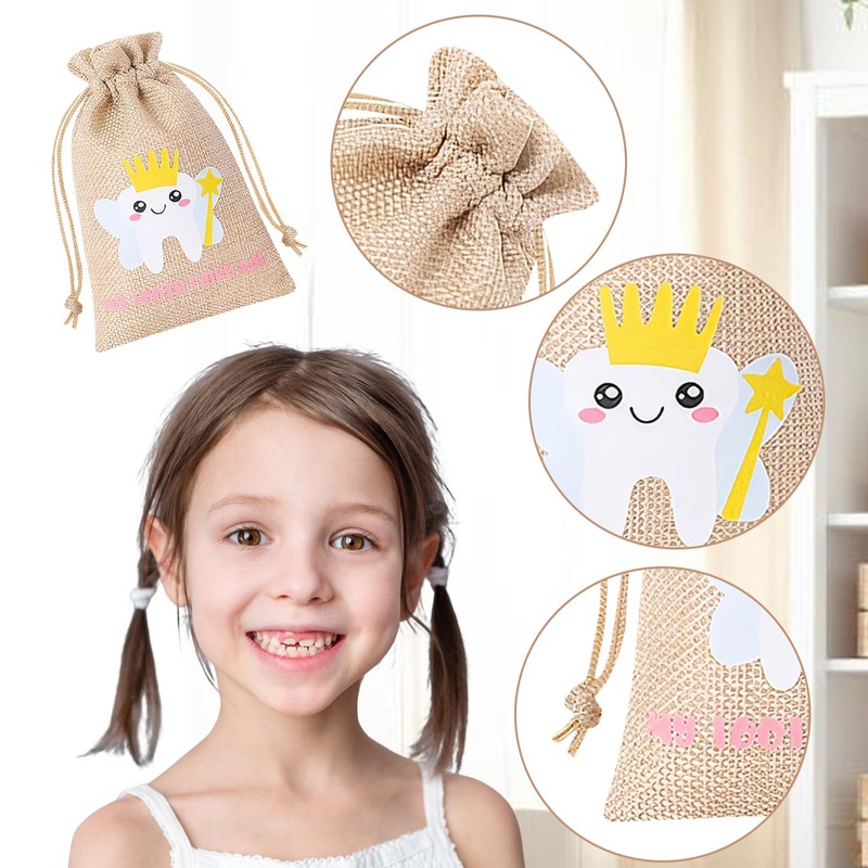 SIWOKJJO Tooth Fairy Box, Tooth Fairy Bag for Girls, Girl