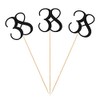 Black Glitter 38th Birthday Centerpiece Sticks, 12-Pack Number 38 Table