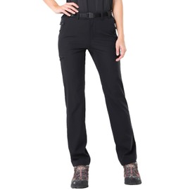 MIER Women's Quick Dry Cargo Pants Lightweight Tactical Hiking Pants with 6 Pockets, Stretchy and Water-Resistant, Black, 14