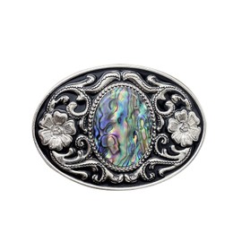YOQUCOL American Western Cowboy Abalone Shell Pattern Stone Belt Buckle for Men