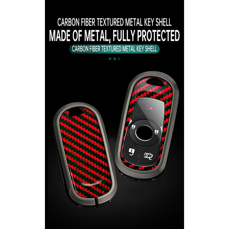 TECART for Buick Metal Key Fob Cover Carbon Pattern Key