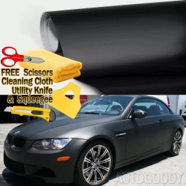 AUTOGOODY 240" x 60" Matte Flat Black Vinyl Film Wrap Bubble Free Air Release 20ft x 5ft