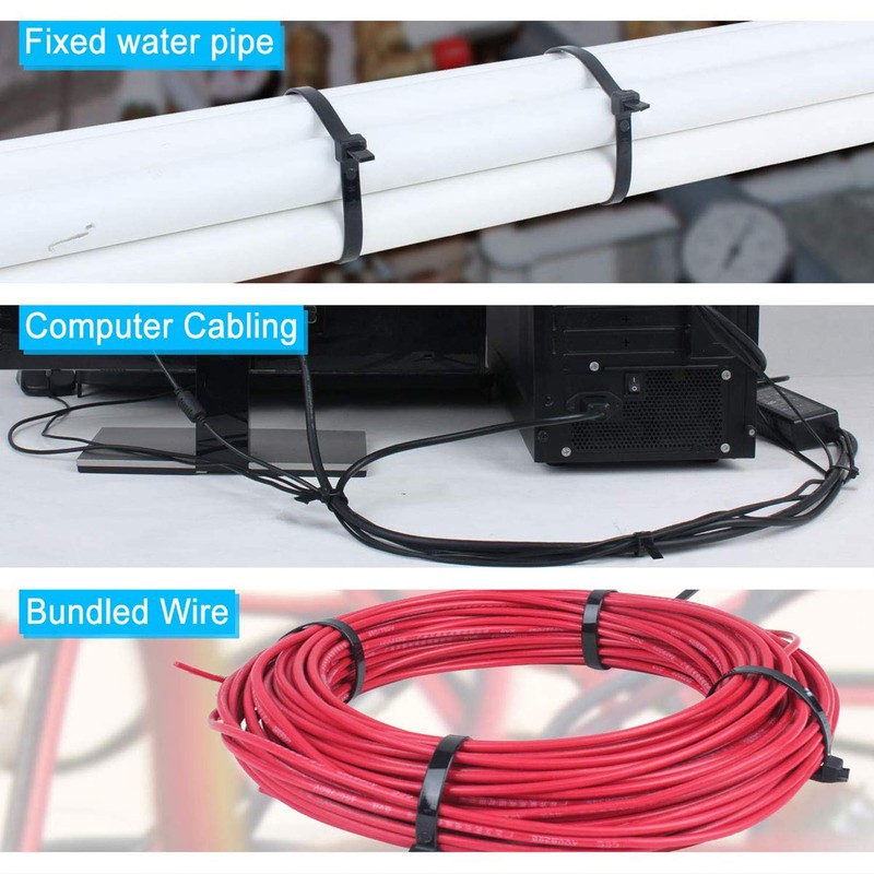 150 Combo Pack Self-Locking 6+8+12-Inch Nylon Cable Ties (Tie Wraps/Zip