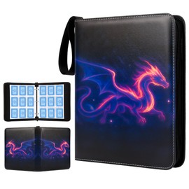 Trading Card Binder Album with Sleeves, Double Sided Pocket Collection Holder Case for Collectible Albums Card Folder for MTG, TCG, Sports Cards (Dragon, 9 Pockets)