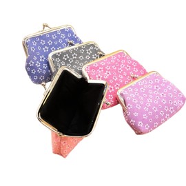 Coin Purse Vintage Bag Lock Wallet Buckle Kiss Lock change purse change holder wallet coin Canvas cotton coin purse(C Purple)