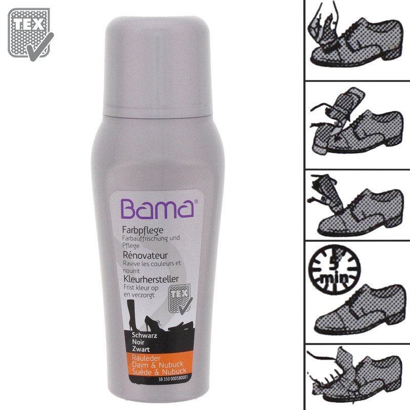 Bama Raulederpflege, Colour Renovator, Farbpflege für Rauleder, Farbtonauffrischung für Lederschuhe,