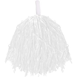 CHEERLEADER POMPOMS FANCY DRESS COSTUME ACCESSORY LIGHTWEIGHT POM POMS WITH GRIP HANDLES FOR KIDS & ADULTS. COLOUR: WHITE