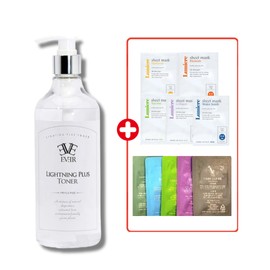 Eveever Lightening Plus Toner 500ml Whitening functional alcohol-free moist whitening toner Lightening toner + pack & 10 samples / 이브에버 라이트닝 플러스토너500ml 미백기능성 무알콜 촉촉화이트닝 토너 라이트닝토너+팩&샘플10종