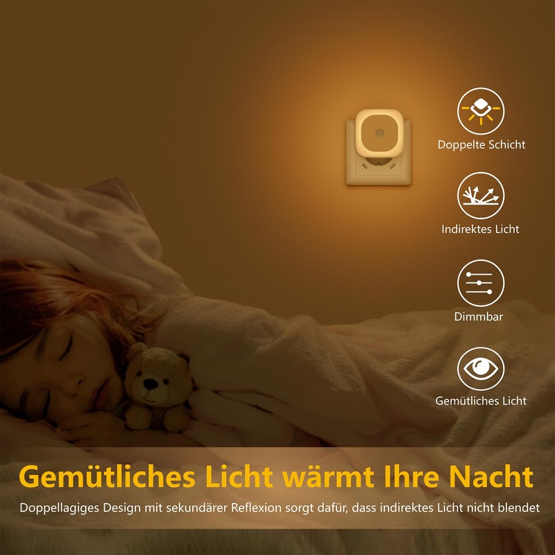 YUNLEX Night Lights, Pack of 2 Brightness Dimmable Night Light