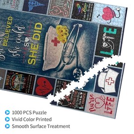 NELife 1000 Pieces Nurse Heartbeat Jigsaw Puzzle,Fun Educational Toy for Kids Ages 12,Teens & Families.Educational Games Home Decoration Puzzle,Size 29.5” X 19.7”