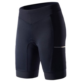 MY KILOMETRE Womens Triathlon Shorts 8” Inseam Tri Shorts with Side Pockets Adjustable Drawstring (Pure-Black, Medium)