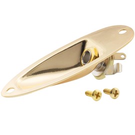 Musiclily 1/4 Inch Boat Style Loaded Guitar Input Jack Socket Plate Output Jack for Fender Stratocaster Strat Electric Guitar, Gold