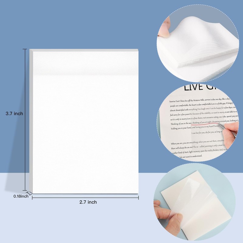 Vsagier 150 Sheets Clear Transparent Sticky Notes 3.7"x 2.7", Waterproof,
