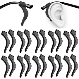 Soft  Eyeglass Ear Hooks, 10 Pairs of Non-Slip Eyeglasses Ear Grips for Glasses, Sunglasses, Reading Glasses - Color: Black