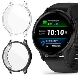 SeNool [2-Stück] Hülle für Garmin Venu 3S Schutzhülle Schutzfolie, Soft TPU Slim Plattierte Displayschutzfolie für Garmin Venu 3S Cover - Klar + Schwarz